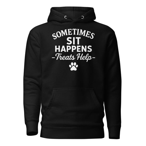Sometimes Sits Happens - Unisex Hoodie Buff Cake Barkery Black S 