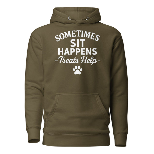 Sometimes Sits Happens - Unisex Hoodie Buff Cake Barkery Military Green S 