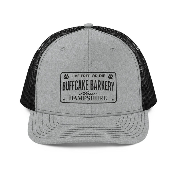 BuffCake Barkery " Live Free or Die" Snapback Trucker Hat Buff Cake Barkery Heather Grey / Black 