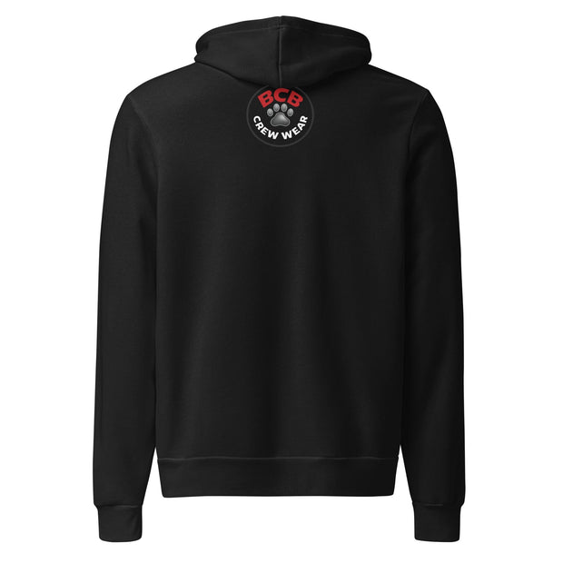 BCB Crew Wear™ Hoodie – Black Pullover with Signature Back Tag Logo Buff Cake Barkery 