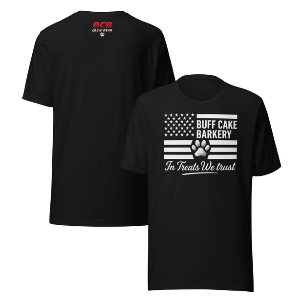 In Treats We Trust Tee - BCB Crew Wear Buff Cake Barkery Black S 