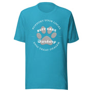 BCB Crew Wear Original Logo Tee- BuffCake Barkery Original Buff Cake Barkery Heather Aqua S 