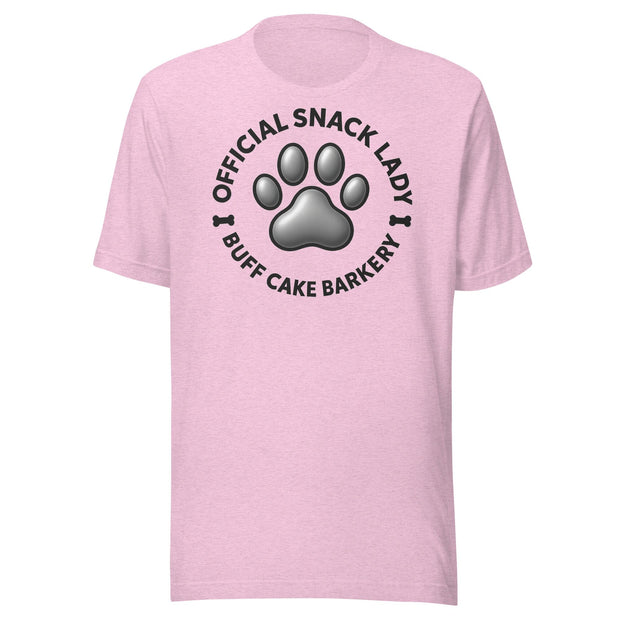 Official Snack Lady” Unisex Tee Buff Cake Barkery Heather Prism Lilac S 