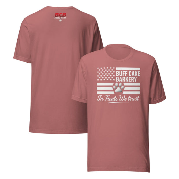 In Treats We Trust Tee - BCB Crew Wear Buff Cake Barkery Mauve S 