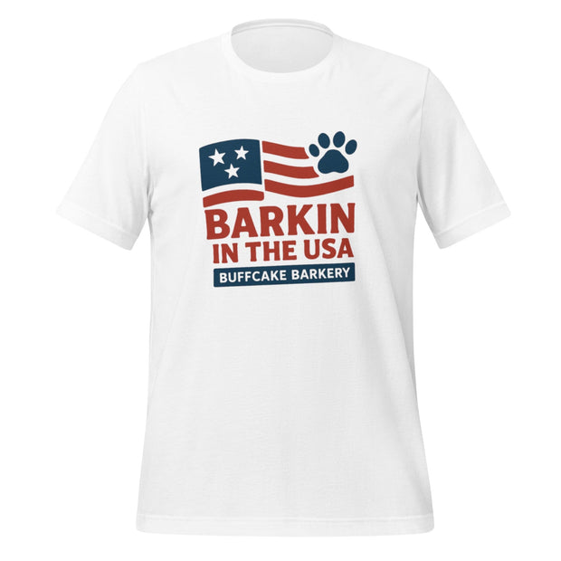 Barkin in the USA / Official Crew Tee Buff Cake Barkery White S 