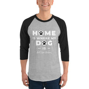 “Home Is Where My Dog Is “ 3/4 sleeve shirt Buff Cake Barkery Heather Grey/Black S 