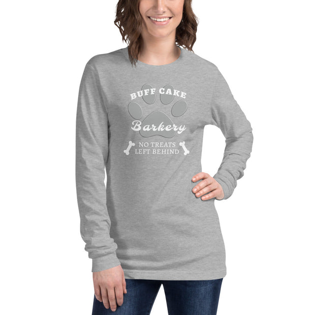Unisex Long Sleeve Tee No Treats Left Behind Buff Cake Barkery Athletic Heather XS 