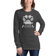 Unisex Long Sleeve Tee No Treats Left Behind Buff Cake Barkery Dark Grey Heather XS 