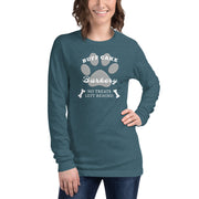Unisex Long Sleeve Tee No Treats Left Behind Buff Cake Barkery Heather Deep Teal XS 