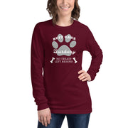 Unisex Long Sleeve Tee No Treats Left Behind Buff Cake Barkery Maroon XS 
