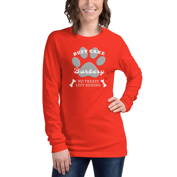 Long Sleeve Tee No Treats Left Behind Buff Cake Barkery Poppy XS 