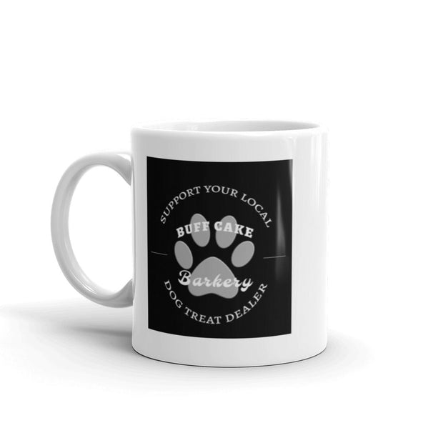 White glossy mug Buff Cake Barkery 