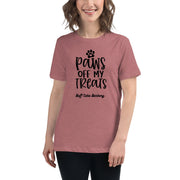 Paws Off My Treats Women's Relaxed T-Shirt Buff Cake Barkery Heather Mauve S 