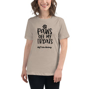 Paws Off My Treats Women's Relaxed T-Shirt Buff Cake Barkery Heather Stone S 